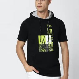 Peter England Black Regular Fit Printed Hooded Sweatshirt-image-21