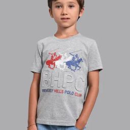 Beverly Hills Polo Club Kids Grey Cotton Printed T-Shirt-image-44
