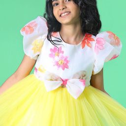 V-Mart Girls Floral Printed Round Neck Fit & Flare Dress-picture-29