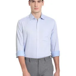 Arrow Light Blue Cotton Regular Fit Self Pattern Shirt-picture-7