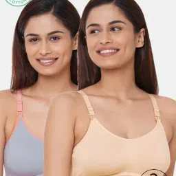 Inner Sense Light Blue & Beige Full Coverage Maternity Bra - Pack of 2-picture-4