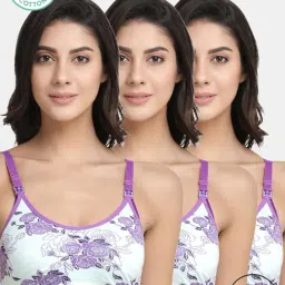 Inner Sense White & Purple Printed Full Coverage Maternity Bra - Pack of 3-image-92