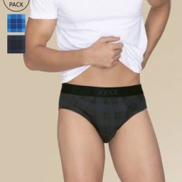 XYXX Multicolored Regular Fit Checks Briefs - Pack Of 3-image-112