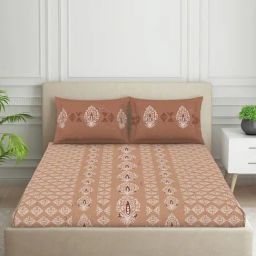 Spaces light brown 100% cotton aurum double bedsheets-image-14