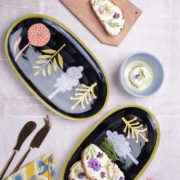 Green House Hand Painted Ceramic Kebab Tray-10