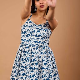 NAMA'S Women Floral Printed Cotton V-Neck Cotton Longline Empire Top-image-50