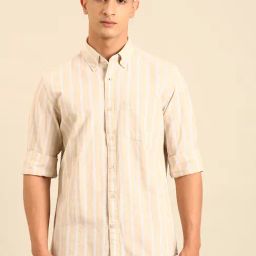 Cavallo by Linen Club Beige Linen Slim Fit Casual Shirt-picture-42