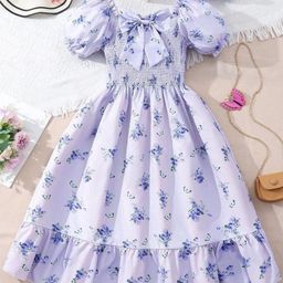 Miss & Chief Girls Floral Printed Fit & Flare Maxi Dress-image-81