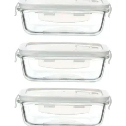 Femora Transparent Borosilicate Glass Containers with Lid (400 ml) - Set of 3 image 2