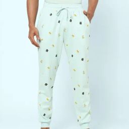 Ajile by Pantaloons Aqua Green Cotton Slim Fit Printed Nightwear Joggers-image-54