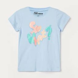 Fame Forever by Lifestyle Girls Light Blue Cotton Printed T-Shirt-picture-12