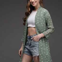 BAESD Abstract Printed Button Georgette Longline Shrug image 5