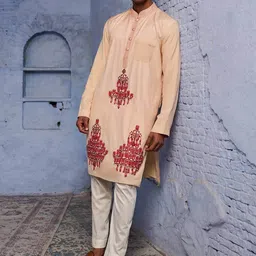 Agrajain Men Embroidered Regular Beads and Stones Kurta with Pyjamas image 1