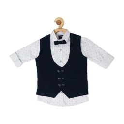 Cavio Kids Navy & White Cotton Printed Full Sleeves Shirt Set-image-19