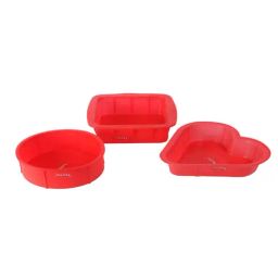 HAZEL Square, Round and Heart Shape Red Silicone Cake Mould (Set of 3) image 2