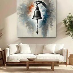 999Store Grey Canvas Sacred Bell Held By A Divine Hand Painting-image-82
