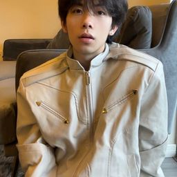 HERE&NOW Men Mandarin Collar Solid Leather Casual Leather Jacket-image-46