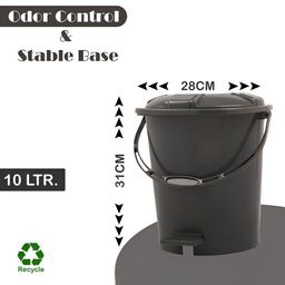 Kuber Industries Grey Pedal Dustbin with Lid & Handle 10 L image 4