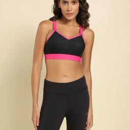 Van Heusen Proactive Women Anti Bacterial High Impact Colour Blocked Sports Bra - Black-image-11