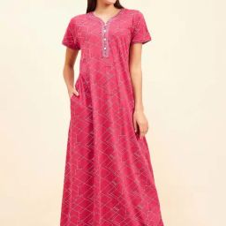 Sweet Dreams Pink Cotton Printed Nighty-image-66
