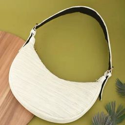 Gaurapakhi Cream Medium Striped Hobo Bag-34