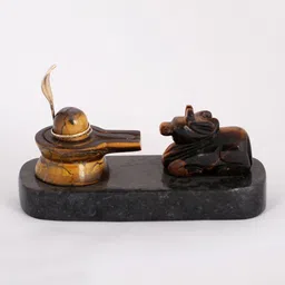 Exotic India Black & Brown Shivalinga & Nandi With Sheshnaag Pooja Essentials-image-88