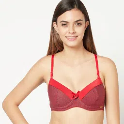 Da Intimo Red Under Wired Non Padded Full Coverage Bra image 1