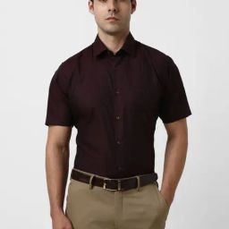 Van Heusen Maroon Cotton Regular Fit Shirt-image-47