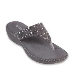 Metro Women's Gun Metal Thong Wedges-picture-11