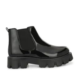 Hoversole Men's Geist Patent Triple Black Chunky Chelsea Boots-picture-9