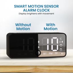 Black Portronics pixel 4 portable bluetooth speaker with digital alarm clock image 5