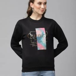 KASSUALLY Black Cotton Graphic Print Sweatshirt-46