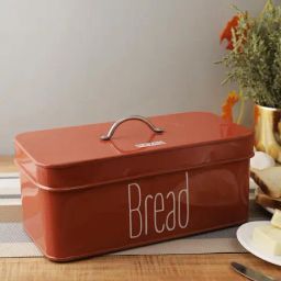 HAZEL Red Galvanized Metal Bread Box with Handle Lid (4.1L)-42