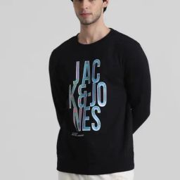 Jack & Jones Jet Black Regular Fit Printed Sweatshirt-image-73