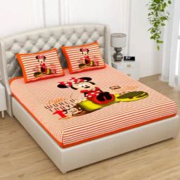 Living Roots Printed Orange 240 TC Cotton Bedsheet with 2 Pillow Covers-image-101