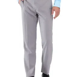 Park Avenue Grey Regular Fit Trousers-picture-30