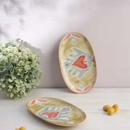 Freedom Folk Hand Painted Ceramic Kebab Tray-27