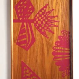 Arakta Screen Printed Red Rectangle Wooden Tray-image-30
