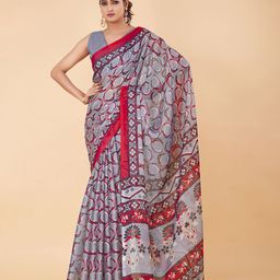 Garden Vareli Geometric Printed Pure Chiffon Saree-image-54