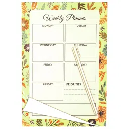 The Papier Ocean A5 Things Weekly Planner Tear Off Sheet Pad 52 Sheets with Green Flowers Pattern-picture-4