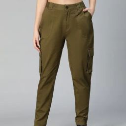 Oxolloxo Khaki Cotton Regular Fit Mid Rise Pants-picture-0