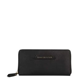 Tommy Hilfiger Black Solid Zip Around Wallet for Women-image-12