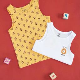 Pantaloons Junior Yellow & White Cotton Printed Vests-image-89