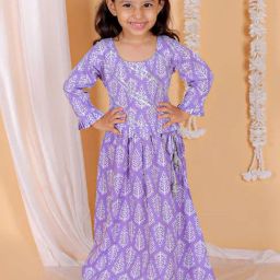 The Mom Store Kids Purple Printed Lehenga with Choli-image-13