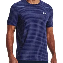 Under Armour Blue Regular Fit Checks Sports T-Shirt-picture-2