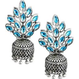 Zaveri Pearls Silver Alloy Designer Antique Jhumki Earrings-image-18