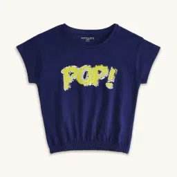 Pantaloons Junior Navy Cotton Embellished Top-image-85