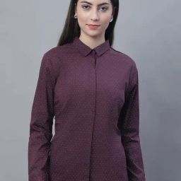 Cantabil Wine Printed Formal Shirt-image-35