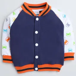 Bumzee Kids Navy & White Color Block Full Sleeves Jacket-image-90