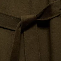 MANGO Notched Lapel CollarFront-Open Longline Handmade Overcoat with Belt image 3
